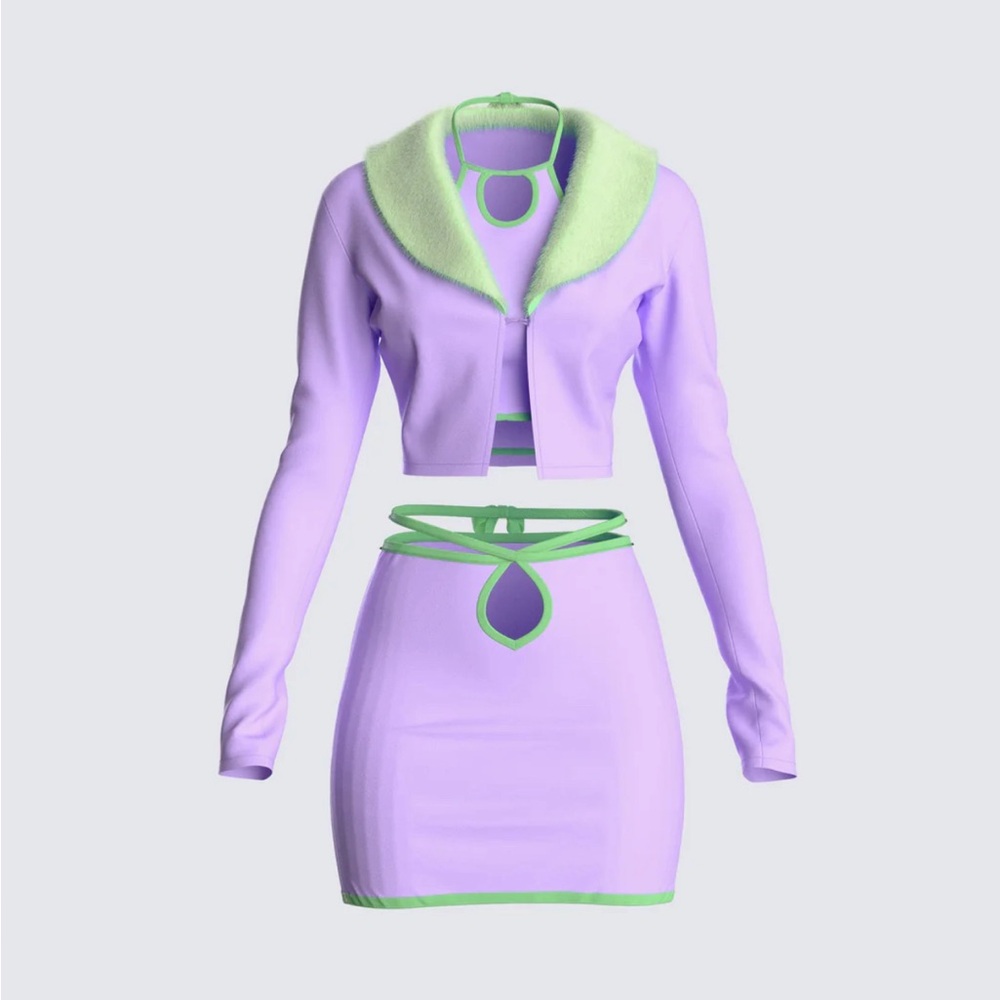 SMALL Skirt Set, Daphne Costume, FINESSE Cici Glam 3PC Set